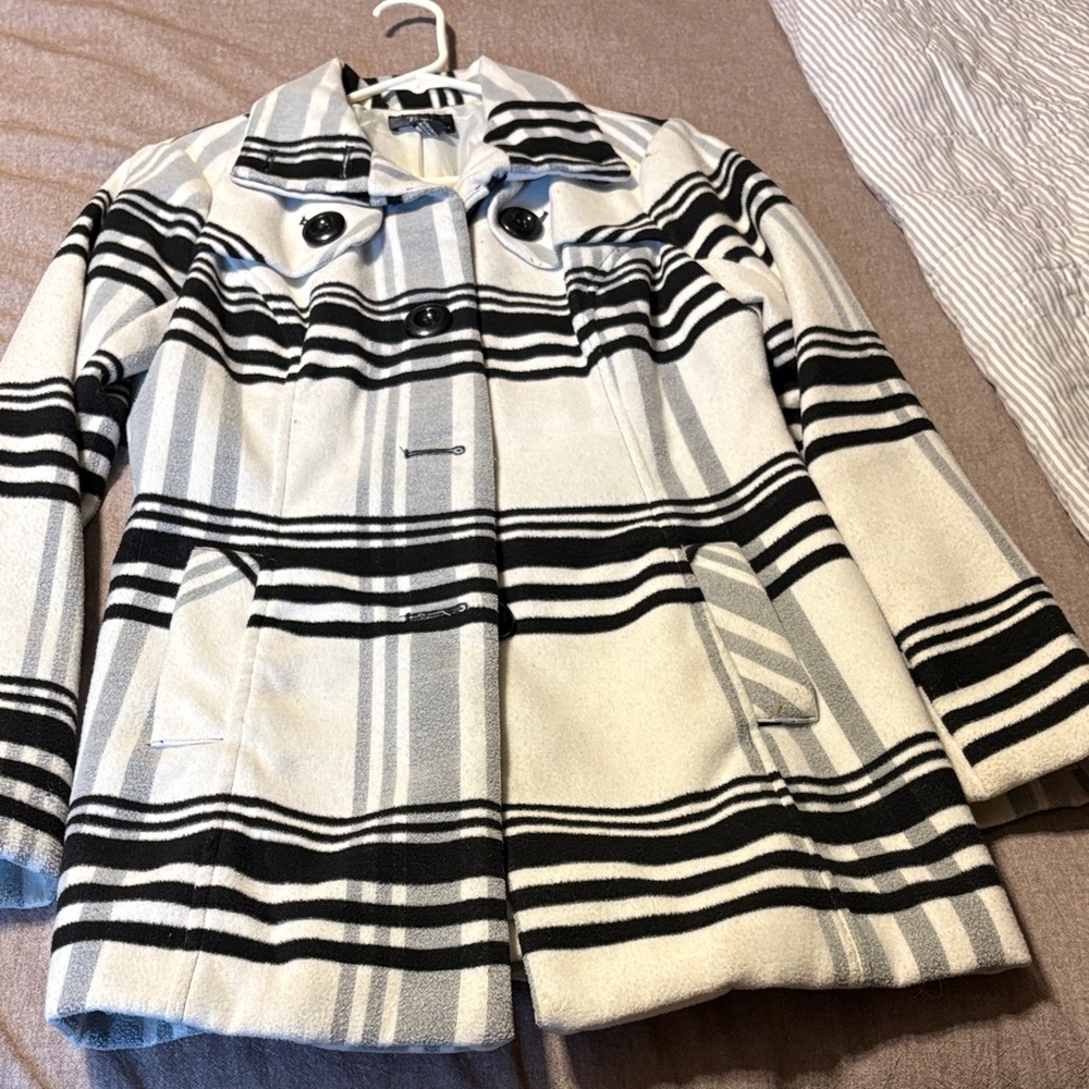 Bwear Black and White Striped Peacoat